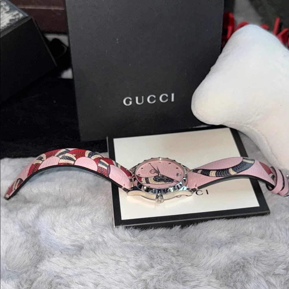 Gucci Pink and Black Luxury Watch